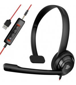 NUBWO HW02 Single Ear USB+3.5mm Wired Headphone Lightweight Office Calls Headset