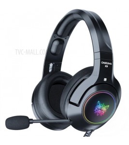 ONIKUMA K9 Cute Cat Ear Girls Gaming Headphones Head-Mounted PC Stereo Earphone Headphone with Mic LED Light - Black