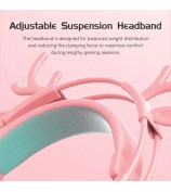 SY-G25 Deer Antler Wired Headset RGB Light Headphones with Noise Cancelling Mic 3.5mm Gaming Earphones for E-Sports - Pink