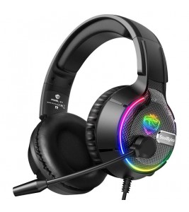 SOULBYTES S19 PC Gaming Headphone HiFi 3D Sound Wired Headset with RGB Colorful Light and Comfortable Headband