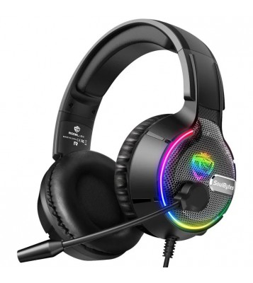 SOULBYTES S19 PC Gaming Headphone HiFi 3D Sound Wired Headset with RGB Colorful Light and Comfortable Headband