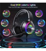 SOULBYTES S19 PC Gaming Headphone HiFi 3D Sound Wired Headset with RGB Colorful Light and Comfortable Headband