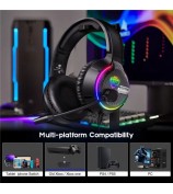 SOULBYTES S19 PC Gaming Headphone HiFi 3D Sound Wired Headset with RGB Colorful Light and Comfortable Headband