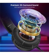SOULBYTES S19 PC Gaming Headphone HiFi 3D Sound Wired Headset with RGB Colorful Light and Comfortable Headband