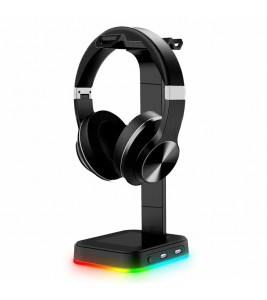 RGBD9  RGB Color Changing Light Headset Rack Holder Dual USB Hub Gaming Headset Display Stand