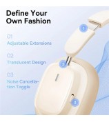 BASEUS Bowie H1i Noise-Cancellation Wireless Headphone Low Latency Bluetooth Headset - Stellar White