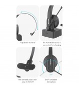 OY631 Bluetooth 5.3 Headset Customer Service Headphone with Mic Noise-Cancelling Wireless Headset for Truck Driver
