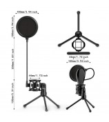 YANMAI PS-2 Recording Microphone Stand Holder with Pop Filter