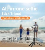 JAMRY kt-259 8-Section Retractable Selfie Stick Tripod with 360 Degree Rotating Phone Clip