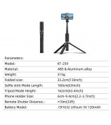 JAMRY kt-259 8-Section Retractable Selfie Stick Tripod with 360 Degree Rotating Phone Clip