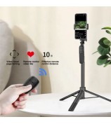 A65 1.6m Phone Tripod Aluminum Alloy Selfie Stick Tripod Anti-Shaking Tripod Stand with Wireless Remote for iPhone and Android