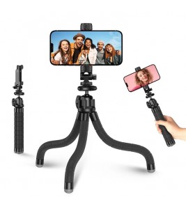 APEXEL APL-JJ025 SLR Camera Phone Stand ABS+Aluminum Alloy Selfie Stick Octopus Tripod with Bluetooth Shutter
