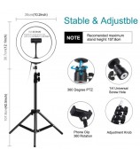 PULUZ PKT3035 10.2 inch Ring Light LED Fill Light + 1.1m Tripod Stand for Vlogging Live Broadcast