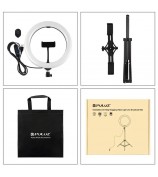 PULUZ PKT3066B 10.2 inch LED Selfie Ring Light Cell Phone Clamp Tripod Stand for Youtube Blogger Video Shooting