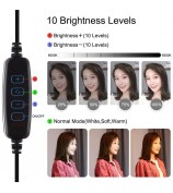 PULUZ PKT3066B 10.2 inch LED Selfie Ring Light Cell Phone Clamp Tripod Stand for Youtube Blogger Video Shooting