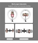 PULUZ PKT3066B 10.2 inch LED Selfie Ring Light Cell Phone Clamp Tripod Stand for Youtube Blogger Video Shooting