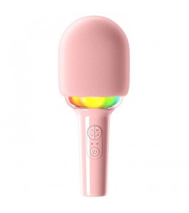 L8 Colorful Light Microphone Speaker Children Wireless Home Singing Handheld Mic - Pink