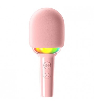 L8 Colorful Light Microphone Speaker Children Wireless Home Singing Handheld Mic - Pink