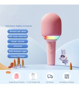 L8 Colorful Light Microphone Speaker Children Wireless Home Singing Handheld Mic - Pink