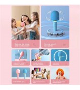 L8 Colorful Light Microphone Speaker Children Wireless Home Singing Handheld Mic - Pink