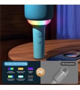 L8 Colorful Light Microphone Speaker Children Wireless Home Singing Handheld Mic - Pink