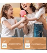 L8 Colorful Light Microphone Speaker Children Wireless Home Singing Handheld Mic - Pink