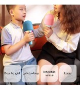 L8 Colorful Light Microphone Speaker Children Wireless Home Singing Handheld Mic - Pink