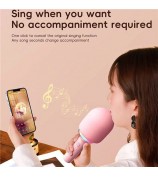 L8 Colorful Light Microphone Speaker Children Wireless Home Singing Handheld Mic - Pink