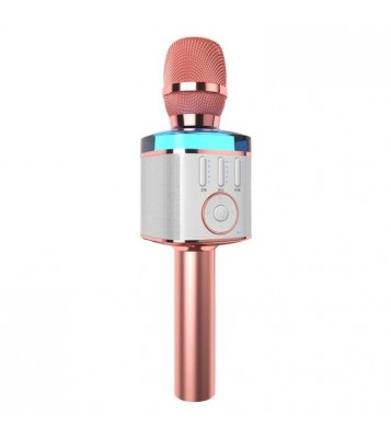 X9 Bluetooth Microphone Speaker Wireless Children Home Karaoke Singing Microphone - Rose Gold