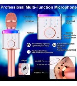 X9 Bluetooth Microphone Speaker Wireless Children Home Karaoke Singing Microphone - Rose Gold