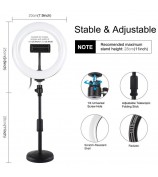 PULUZ PKT3078B 7.9-inch 20cm USB Dimmable Dual Color Temperature LED Ring Light with Phone Clamp + Round Base Desktop Mount