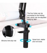PULUZ 10.2-inch 26cm Ring Curved Light + Desktop Arm Stand USB 3 Modes Dimmable Dual Color Temperature LED Vlogging Selfie Photography Video Lights with Phone Clamp