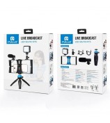 PULUZ PKT3095 Smartphone Vlog Live Streaming Video Rig Kit with Microphone + Tripod + Fill Light - Blue