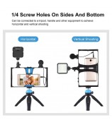 PULUZ PKT3095 Smartphone Vlog Live Streaming Video Rig Kit with Microphone + Tripod + Fill Light - Blue