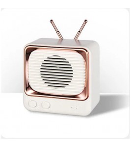 Mini Portable Retro Style TV Shape Bluetooth 5.0 Speaker Support TF Card - White