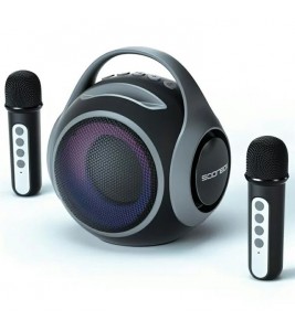 SOONBOX S5100 Portable Karaoke Bluetooth Speaker Stereo Music Subwoofer with Dual Microphone - Black+Grey