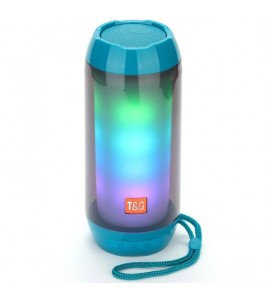 T&G TG643 Portable Bluetooth Column Speaker Wireless Waterproof Speaker Subwoofer Outdoor Bass Loudspeaker with LED Light (CE Certified) - Baby Blue