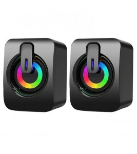 2PCS A2 Mini USB Wired Desktop Speaker Computer Laptop Volume Adjustable Subwoofer with Colorful Light