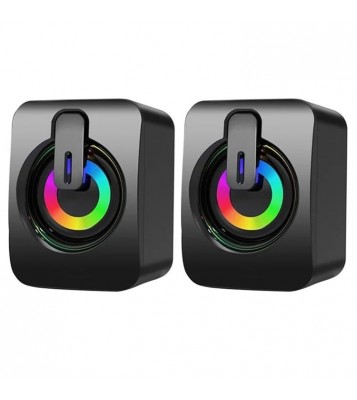 2PCS A2 Mini USB Wired Desktop Speaker Computer Laptop Volume Adjustable Subwoofer with Colorful Light