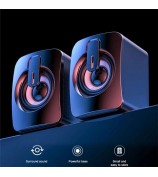 2PCS A2 Mini USB Wired Desktop Speaker Computer Laptop Volume Adjustable Subwoofer with Colorful Light