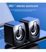 2PCS A2 Mini USB Wired Desktop Speaker Computer Laptop Volume Adjustable Subwoofer with Colorful Light