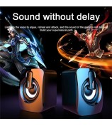 2PCS A2 Mini USB Wired Desktop Speaker Computer Laptop Volume Adjustable Subwoofer with Colorful Light