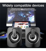 2PCS A2 Mini USB Wired Desktop Speaker Computer Laptop Volume Adjustable Subwoofer with Colorful Light