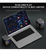DARK ALIEN 1 Pair Mini USB Wired Desktop Speaker Computer Laptop Subwoofer with RGB Light - S-510
