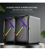 DARK ALIEN 1 Pair Mini USB Wired Desktop Speaker Computer Laptop Subwoofer with RGB Light - S-510