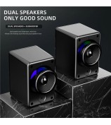 DARK ALIEN 1 Pair Mini USB Wired Desktop Speaker Computer Laptop Subwoofer with RGB Light - S-510