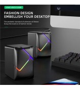 DARK ALIEN 1 Pair Mini USB Wired Desktop Speaker Computer Laptop Subwoofer with RGB Light - S-510