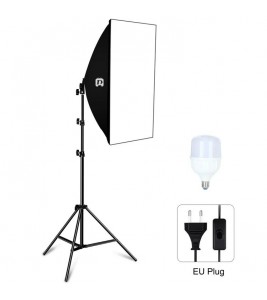 PULUZ Photography Lighting Light Tripod+50x70cm Photo Studio Softbox+E27 LED Lamp Bulb - EU Plug