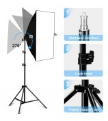 PULUZ Photography Lighting Light Tripod+50x70cm Photo Studio Softbox+E27 LED Lamp Bulb - EU Plug