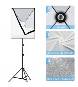 PULUZ Photography Lighting Light Tripod+50x70cm Photo Studio Softbox+E27 LED Lamp Bulb - EU Plug